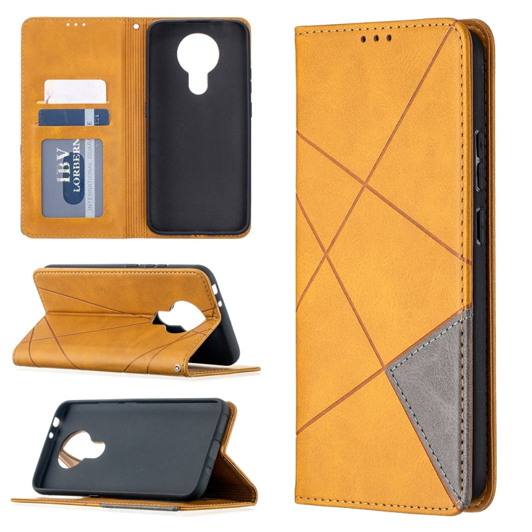 For Nokia 3.4 Rhombus Texture Horizontal Flip Magnetic Leather Case with Holder & Card Slots