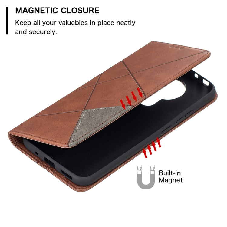 For Nokia 3.4 Rhombus Texture Horizontal Flip Magnetic Leather Case with Holder & Card Slots