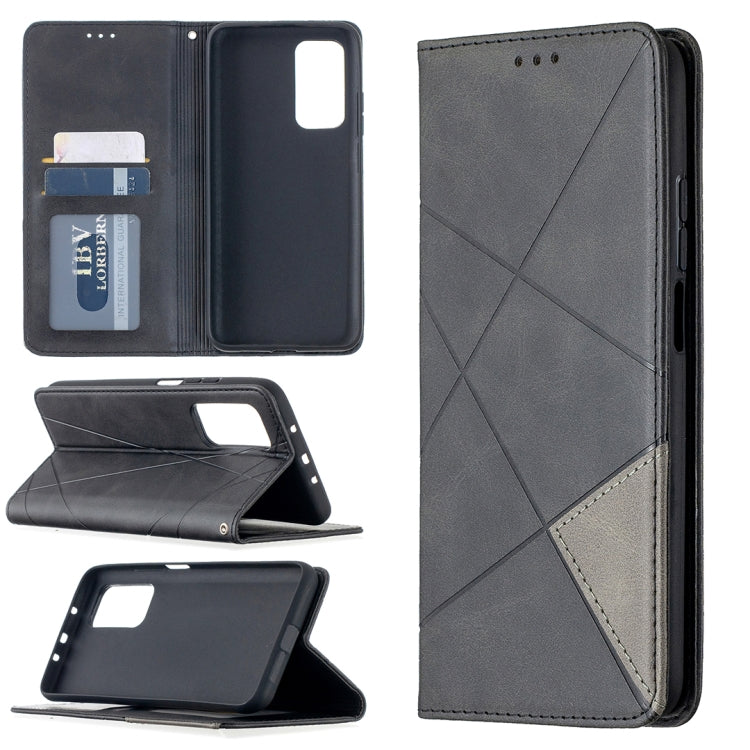 For Xiaomi Mi 10T / 10 Pro 5G Rhombus Texture Horizontal Flip Magnetic Leather Case with Holder & Card Slots