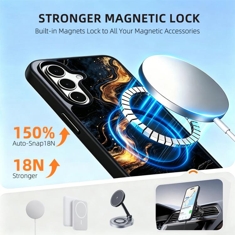 For Samsung Galaxy S25 5G Marble Pattern Magnetic Phone Case