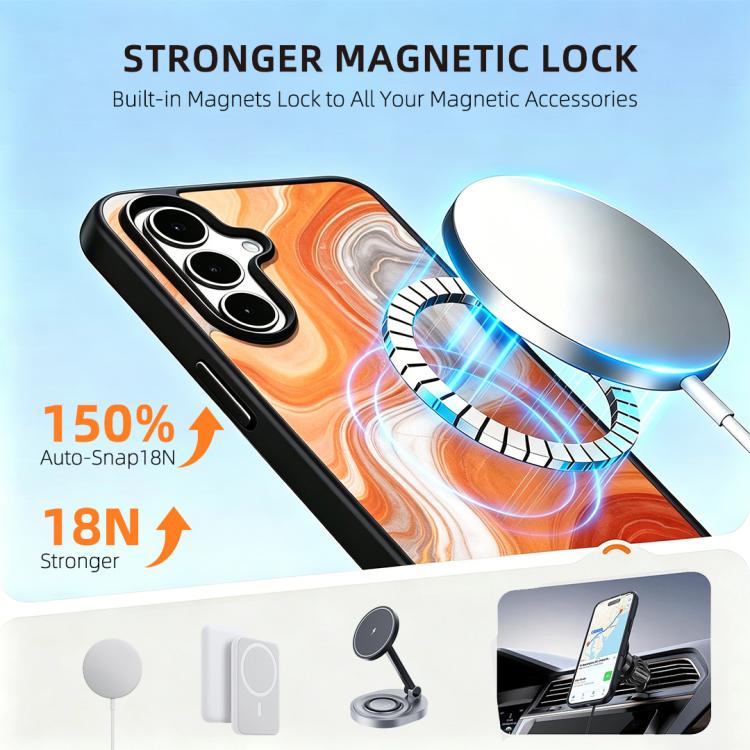 For Samsung Galaxy S25 5G Marble Pattern Magnetic Phone Case