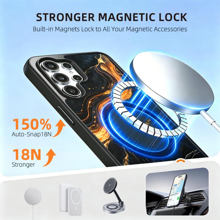 For Samsung Galaxy S25 Ultra 5G Marble Pattern Magnetic Phone Case