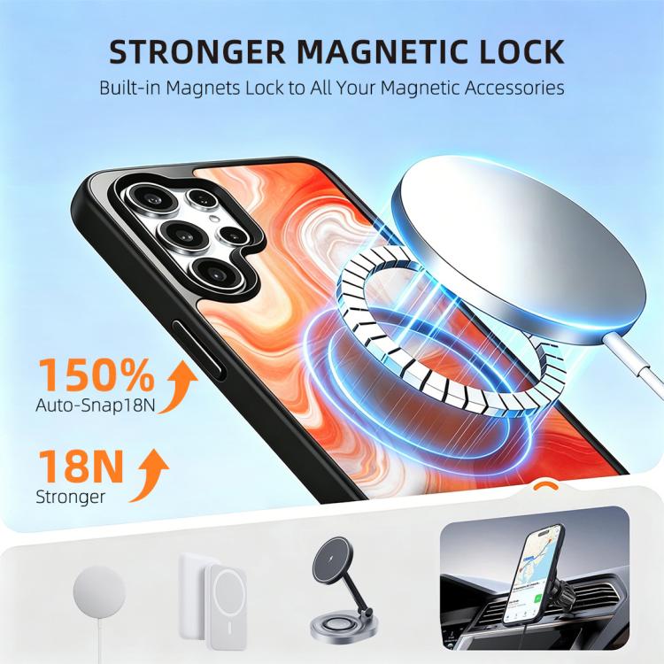For Samsung Galaxy S25 Ultra 5G Marble Pattern Magnetic Phone Case