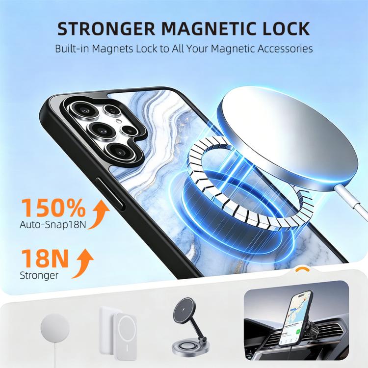 For Samsung Galaxy S26 Ultra 5G Marble Pattern Magnetic Phone Case