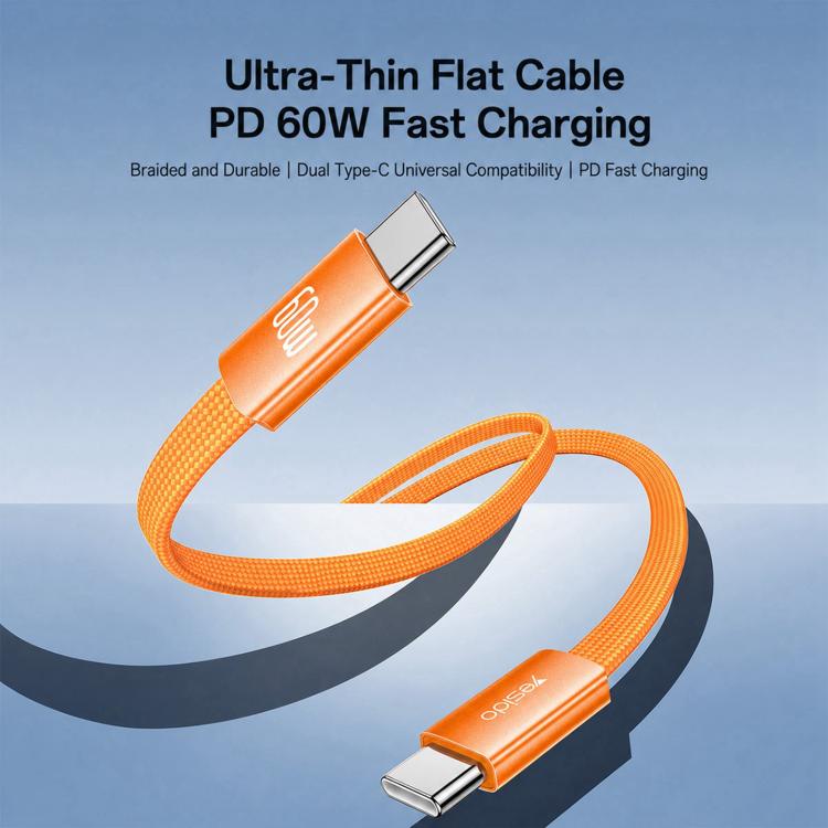 Yesido CA206 60W Type-C to Type-C Super Fast Charging Braided Data Cable, Length: 1.2m