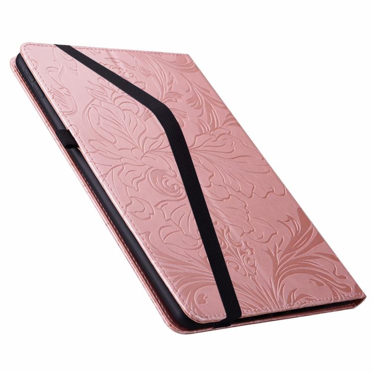 For iPad Pro 12.9 2020 2021 Floral Embossed Pattern Vegan Leather Tablet Case
