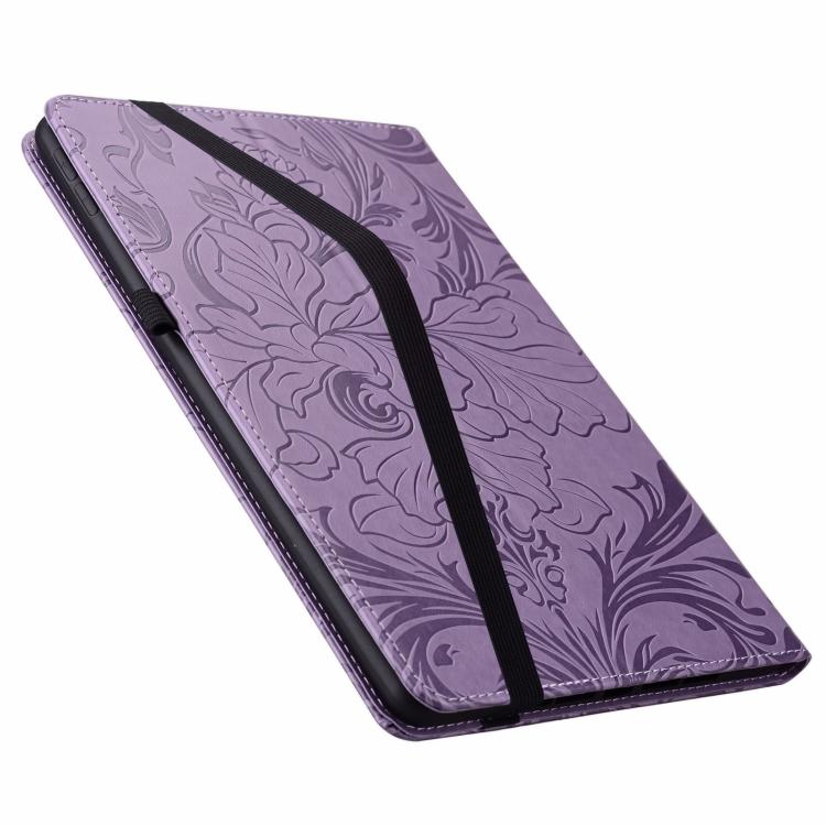 For iPad Pro 12.9 2020 2021 Floral Embossed Pattern Vegan Leather Tablet Case