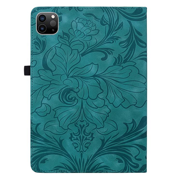 For iPad Pro 12.9 2020 2021 Floral Embossed Pattern Vegan Leather Tablet Case