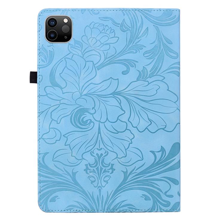 For iPad Pro 12.9 2020 2021 Floral Embossed Pattern Vegan Leather Tablet Case