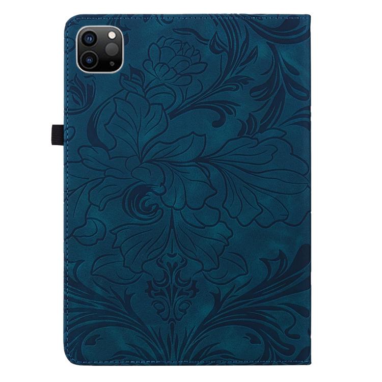 For iPad Pro 12.9 2020 2021 Floral Embossed Pattern Vegan Leather Tablet Case