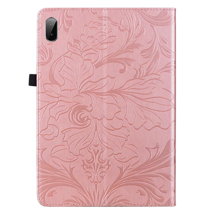 For Lenovo Pad Plus Floral Embossed Pattern Vegan Leather Tablet Case