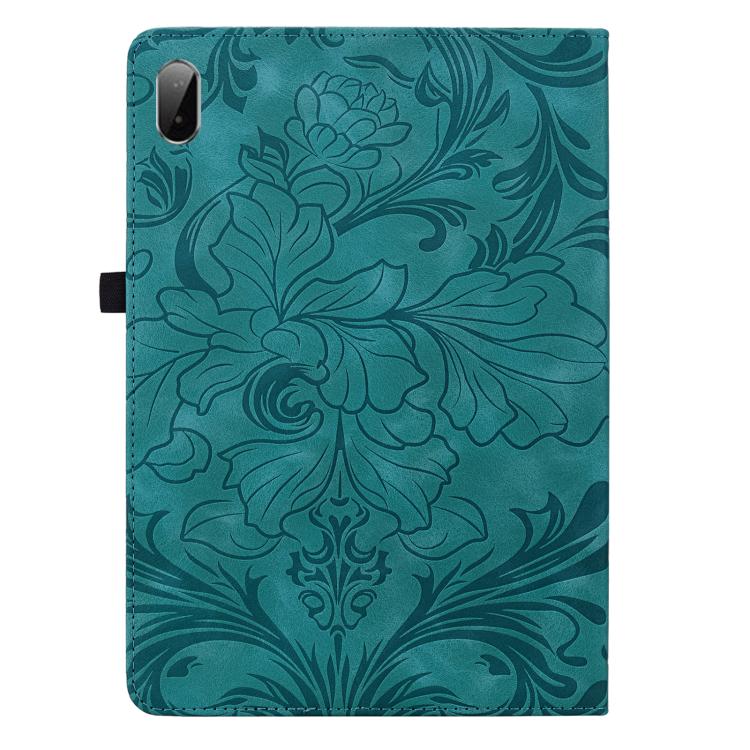For Lenovo Pad Plus Floral Embossed Pattern Vegan Leather Tablet Case