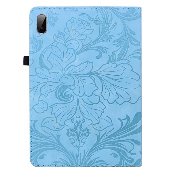 For Lenovo Pad Plus Floral Embossed Pattern Vegan Leather Tablet Case