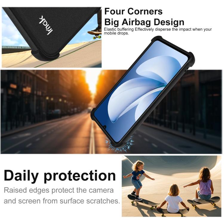 For Realme Note 70 / Note 70T / P4 Lite 4G imak Shockproof Airbag TPU Phone Case - Matte Black