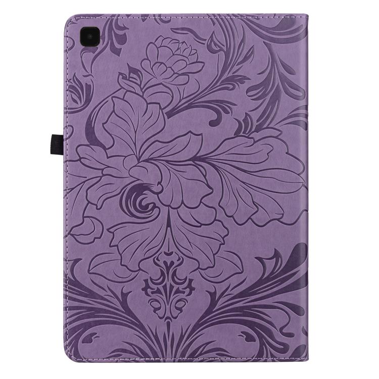 For Galaxy Tab A7 10.4 2020/2022 Floral Embossed Pattern Vegan Leather Tablet Case with Sleep/Wake-up