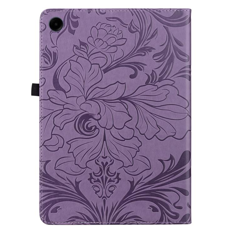 For Galaxy Tab A8 2021 Floral Embossed Pattern Vegan Leather Tablet Case with Sleep/Wake-up