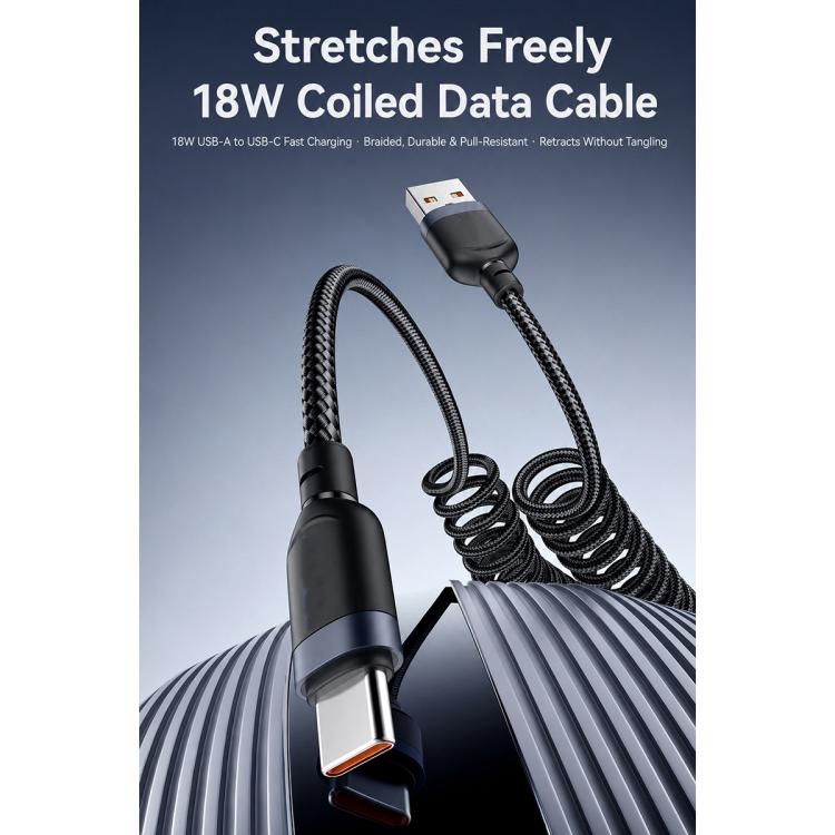Yesido CA205C USB to Type-C Spring Charging Data Cable With Black cable tie, Length: 1.5m - Black