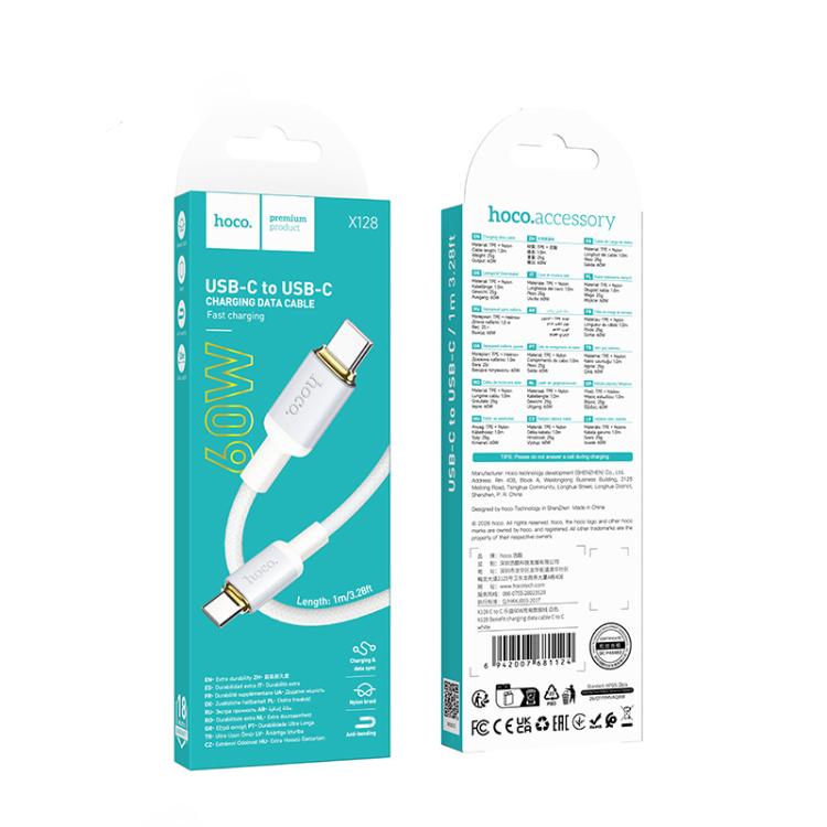 hoco X128 Type-C to Type-C Benefit 60W Charging Data Cable, Length:1m