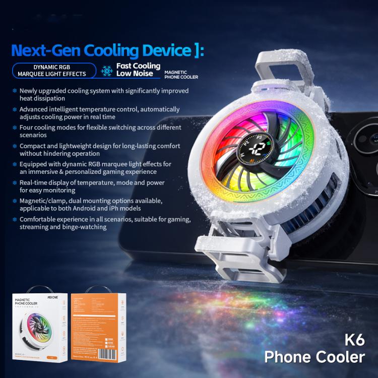 WK K6 Advanced Temperature Control Mobile Phone Cooler - White