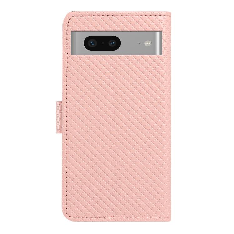 For Google Pixel 7 5G Mirrored Buckle Vegan Leather Phone Case with Small Black Cord