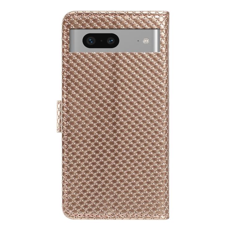 For Google Pixel 7 5G Mirrored Buckle Vegan Leather Phone Case with Small Black Cord