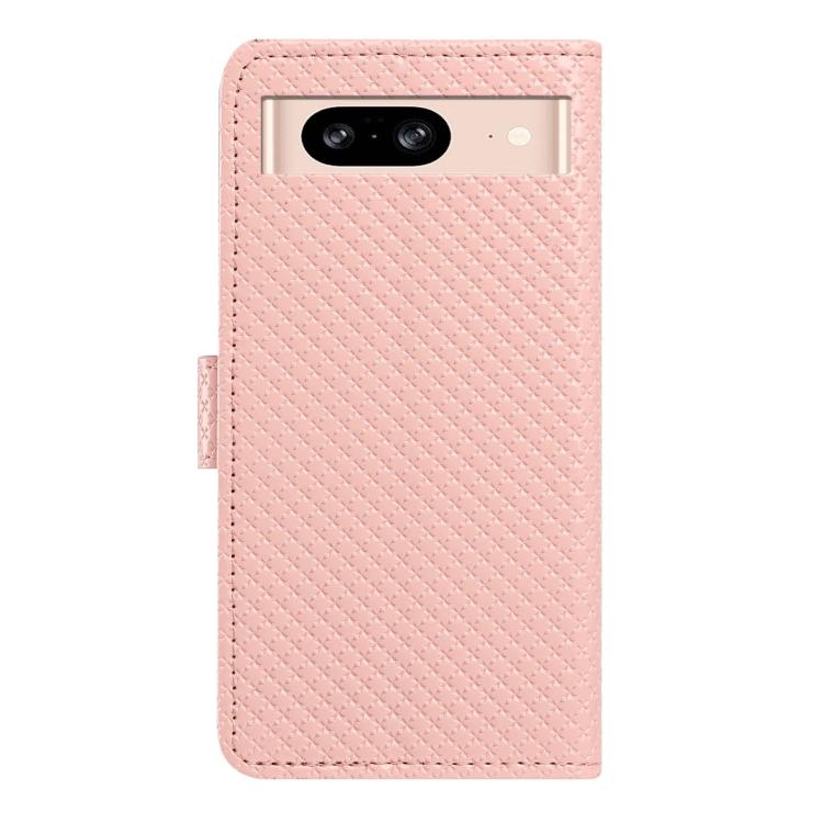 For Google Pixel 8 Mirrored Buckle Vegan Leather Phone Case with Small Black Cord