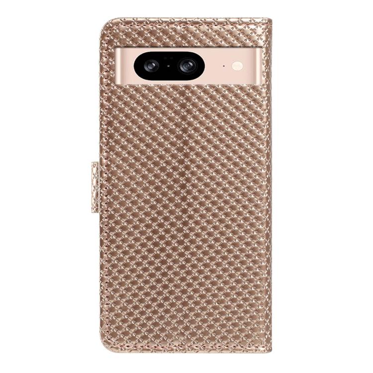 For Google Pixel 8 Mirrored Buckle Vegan Leather Phone Case with Small Black Cord