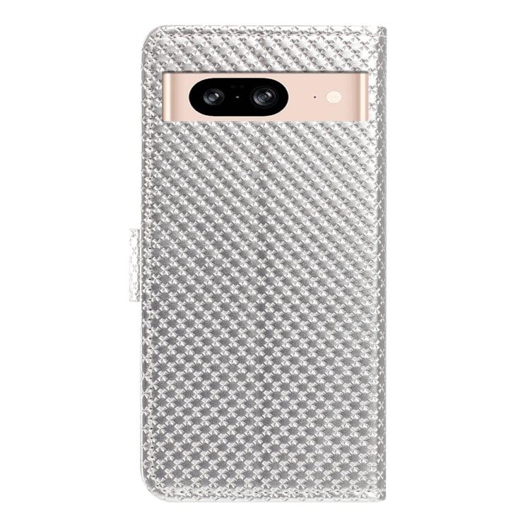 For Google Pixel 8 Mirrored Buckle Vegan Leather Phone Case with Small Black Cord