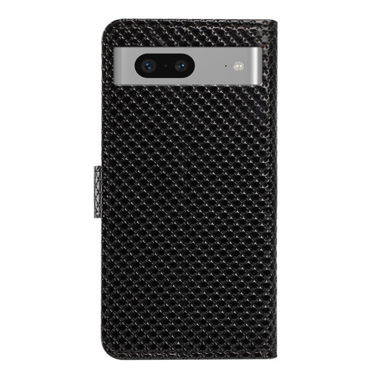 For Google Pixel 8a Mirrored Buckle Vegan Leather Phone Case with Small Black Cord