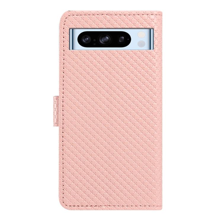 For Google Pixel 8 Pro Mirrored Buckle Vegan Leather Phone Case with Small Black Cord