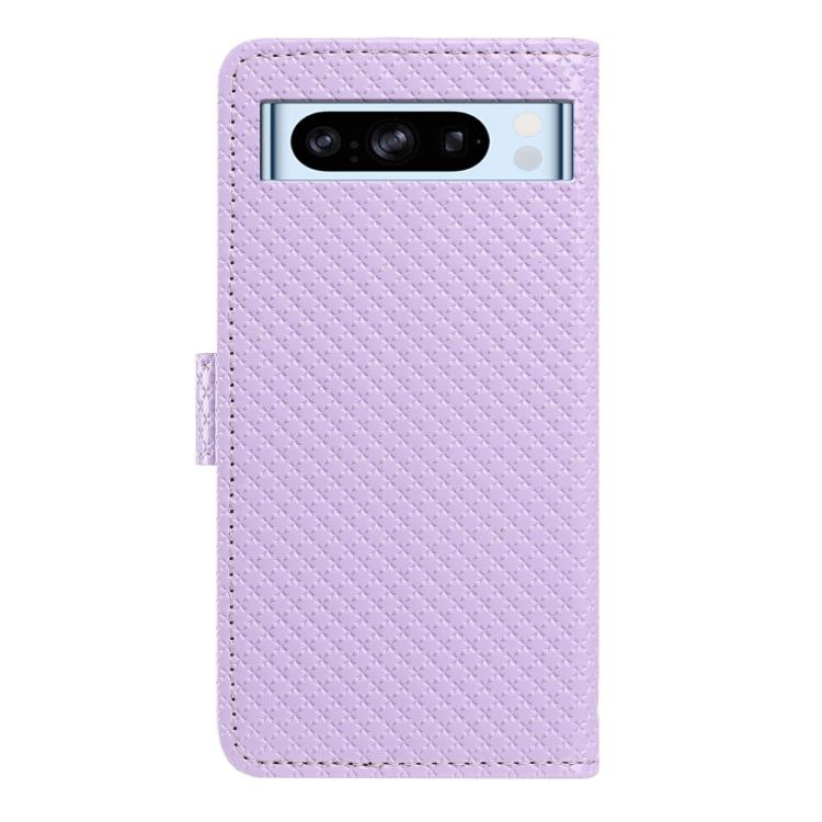For Google Pixel 8 Pro Mirrored Buckle Vegan Leather Phone Case with Small Black Cord