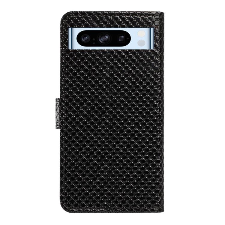 For Google Pixel 8 Pro Mirrored Buckle Vegan Leather Phone Case with Small Black Cord
