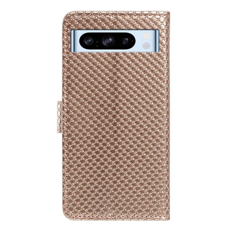 For Google Pixel 8 Pro Mirrored Buckle Vegan Leather Phone Case with Small Black Cord