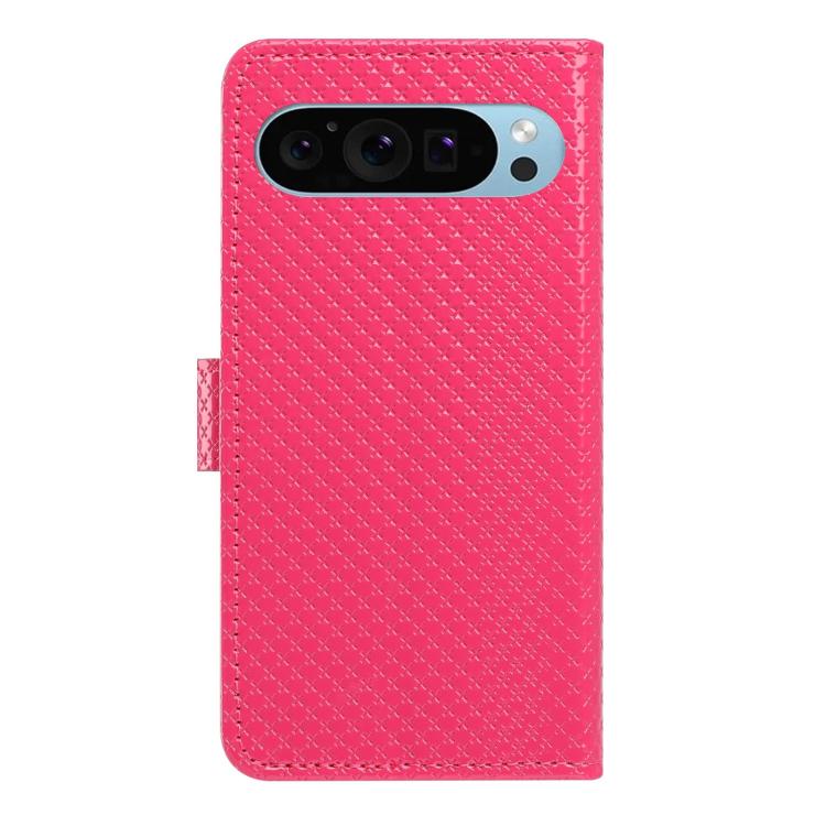 For Google Pixel 9 Pro / 10 Pro Mirrored Buckle Vegan Leather Phone Case with Small Black Cord