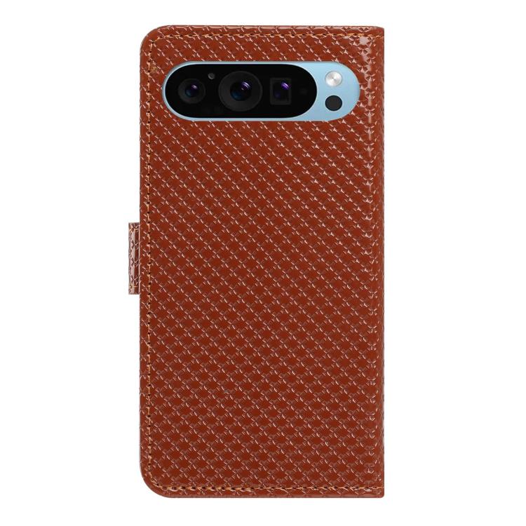 For Google Pixel 9 Pro / 10 Pro Mirrored Buckle Vegan Leather Phone Case with Small Black Cord