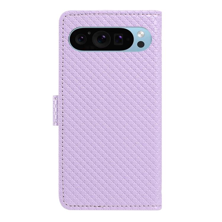 For Google Pixel 9 Pro / 10 Pro Mirrored Buckle Vegan Leather Phone Case with Small Black Cord