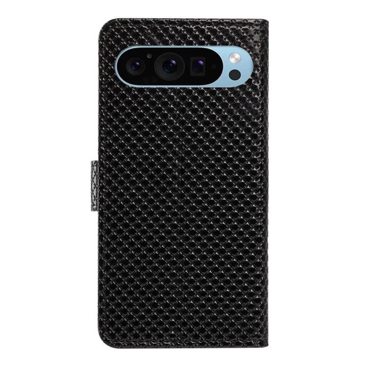 For Google Pixel 9 Pro / 10 Pro Mirrored Buckle Vegan Leather Phone Case with Small Black Cord