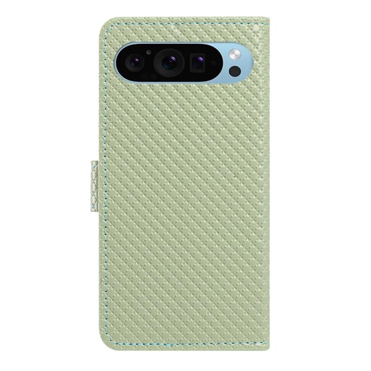 For Google Pixel 9 Pro / 10 Pro Mirrored Buckle Vegan Leather Phone Case with Small Black Cord