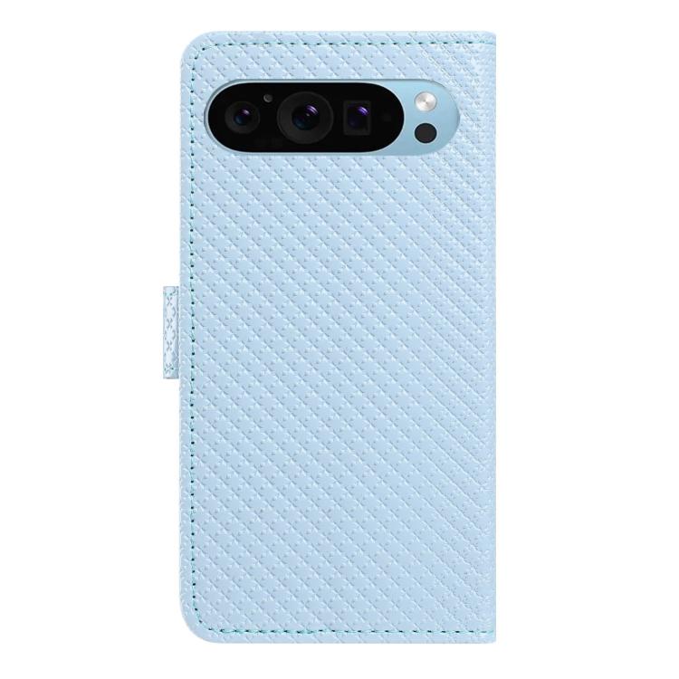 For Google Pixel 9 Pro / 10 Pro Mirrored Buckle Vegan Leather Phone Case with Small Black Cord