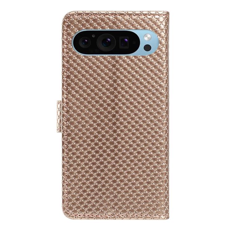 For Google Pixel 9 Pro / 10 Pro Mirrored Buckle Vegan Leather Phone Case with Small Black Cord