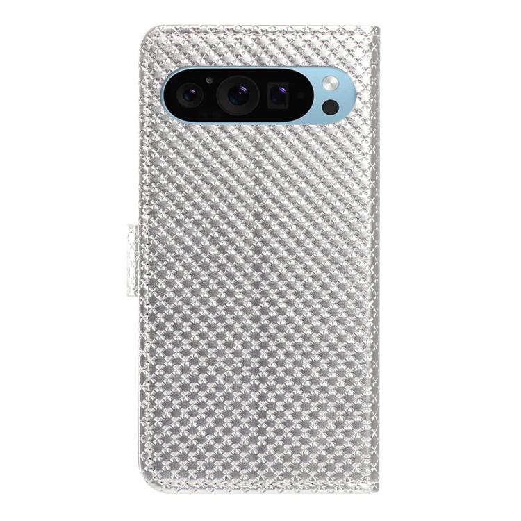 For Google Pixel 9 Pro / 10 Pro Mirrored Buckle Vegan Leather Phone Case with Small Black Cord