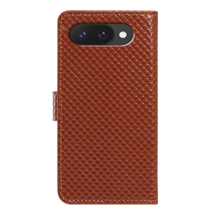 For Google Pixel 9a Mirrored Buckle Vegan Leather Phone Case with Small Black Cord