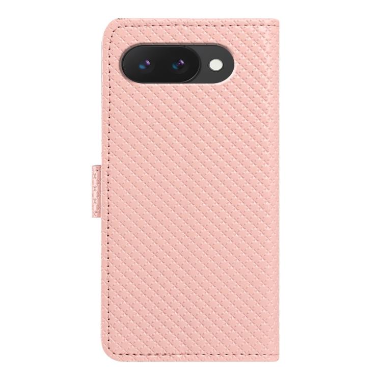 For Google Pixel 9a Mirrored Buckle Vegan Leather Phone Case with Small Black Cord