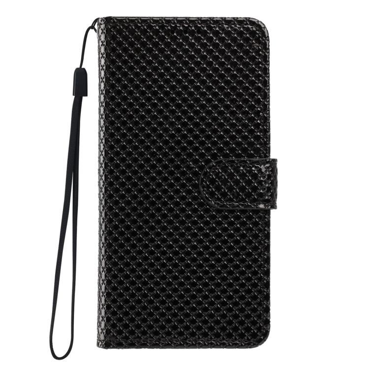For Google Pixel 9a Mirrored Buckle Vegan Leather Phone Case with Small Black Cord
