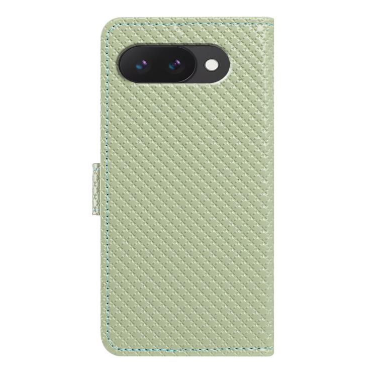 For Google Pixel 9a Mirrored Buckle Vegan Leather Phone Case with Small Black Cord