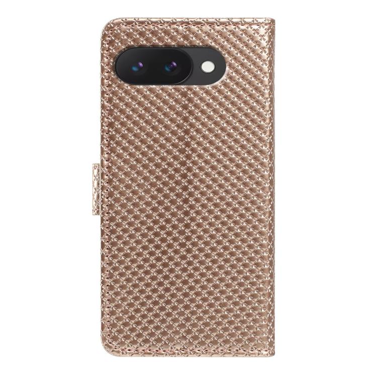 For Google Pixel 9a Mirrored Buckle Vegan Leather Phone Case with Small Black Cord