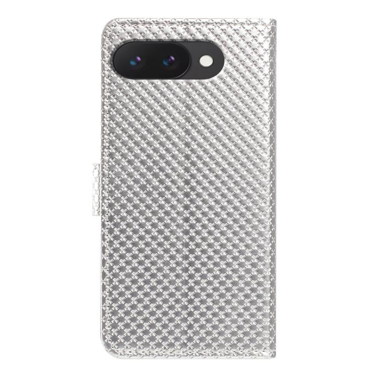 For Google Pixel 9a Mirrored Buckle Vegan Leather Phone Case with Small Black Cord