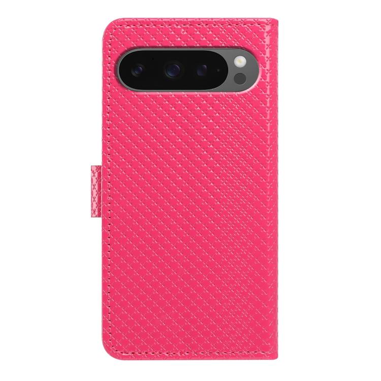For Google Pixel 9 Pro XL Mirrored Buckle Vegan Leather Phone Case with Small Black Cord