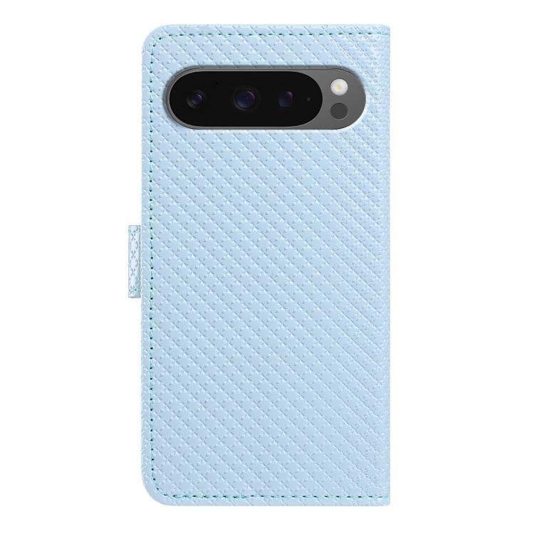 For Google Pixel 9 Pro XL Mirrored Buckle Vegan Leather Phone Case with Small Black Cord