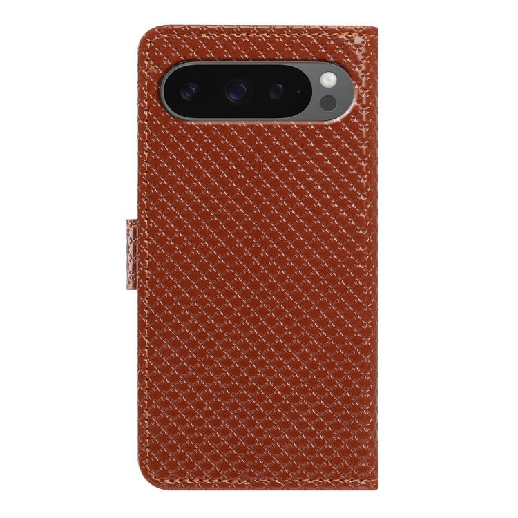 For Google Pixel 10 Pro XL Mirrored Buckle Vegan Leather Phone Case with Small Black Cord
